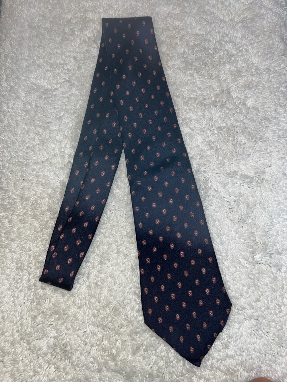 VTG Christian Dior Silk Navy Geometric Print Necktie